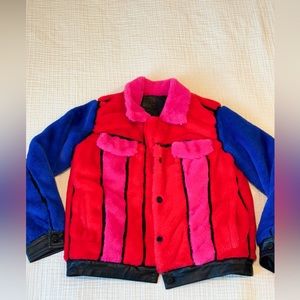 Multi colored fuzzy coat size small